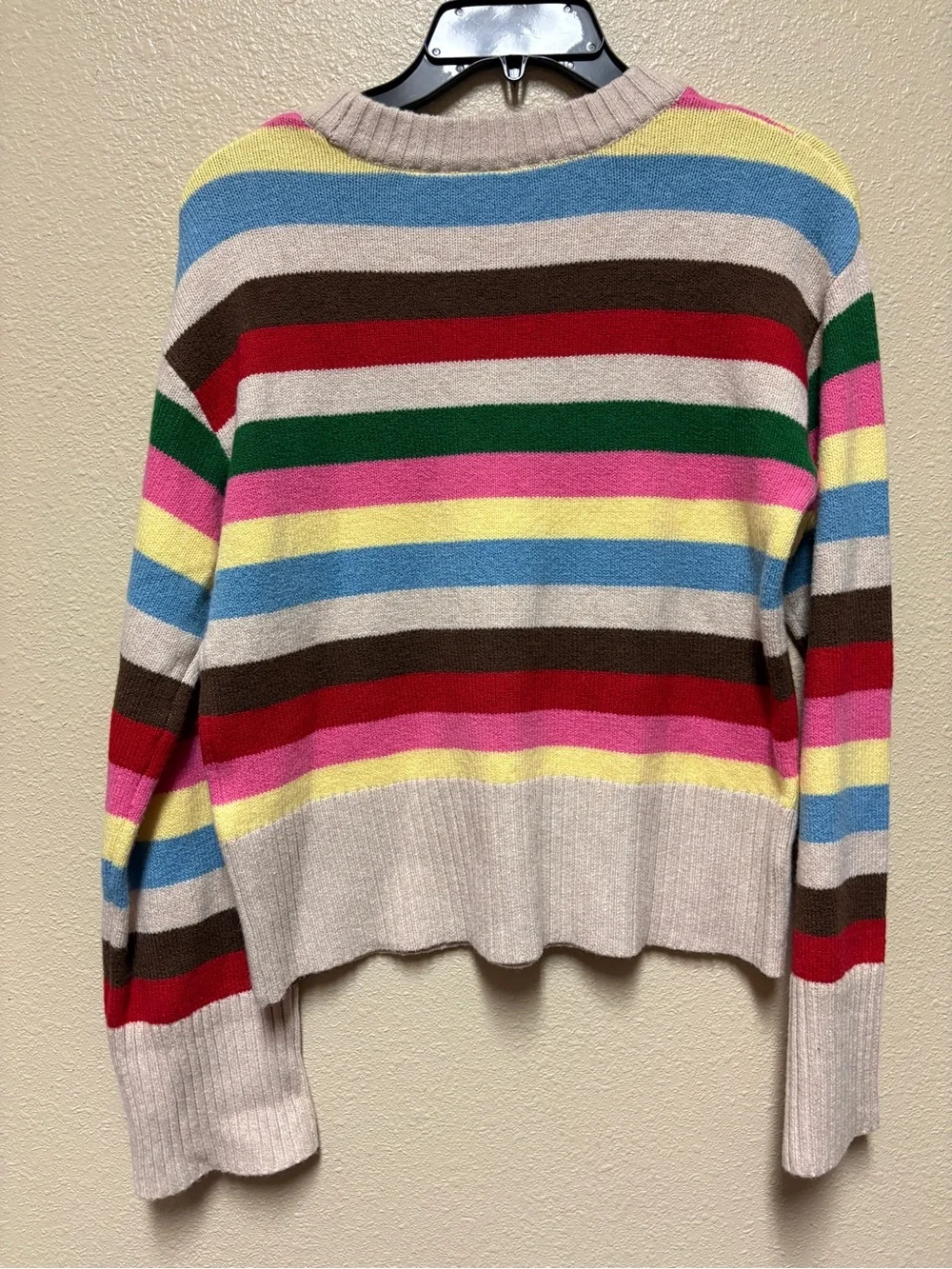 GAP Striped Crewneck Sweater in Pink Blue Yellow Green Brown Cream - Picture 3 of 7